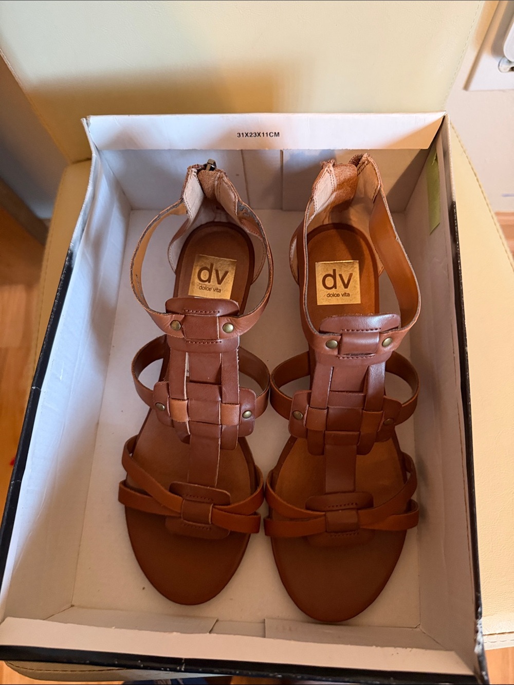 DV by Dolce Vita Tan Brown Leather Gladiator Sandals